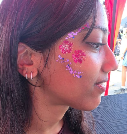 Glitter blossom cheek art by Expressive Unicorns