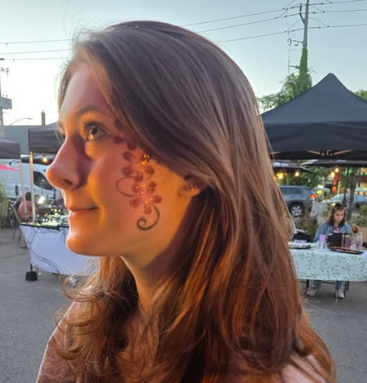 Sunset floral swirl cheek design by Expressive Unicorns